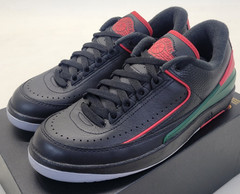Nike Air Jordan 2 Retro Low GS „Christmas“ Black Red Green Youth Sz 6 FJ6869-006