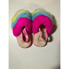 UGG Kids Fluff Yeah Slide Rainbow Pink Blue Yellow Toddler Size 9C