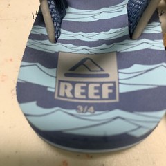 Reef Little Ahi Ocean Flip Flops Blue Gray Sandals with strap Size 3/4 New