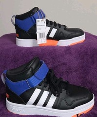 Kid’s Adidas Postmove Mid K Sneaker Size 5 ID7071 Black Blue Orange NWT