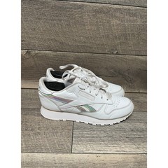 Reebok Classic Leather HQ3900 Kids US 7 Lifestyle Shoes White Iridescent Sneaker