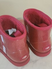 Big Kids SIZE 5 Classic RED Clear Mini II Large LOGO Fleece Lined Boots 1112386K