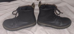 Doc Martens Zavala J – Leather Combat Boots Black Kids Size 3 NWOB