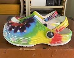 CROCS Child’s Size 12 Classic Tie-Dye Graphic Clogs Summer Shoes 206995