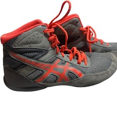 Size 5 Kids Asics Youth Matflex 6 GS 1084A007 Wrestling Shoes Grey & Orange