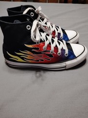 Converse Chuck Taylor ‎Kids 4.5 Flame High Top Preppy Skater Artsy Boho Sneakers