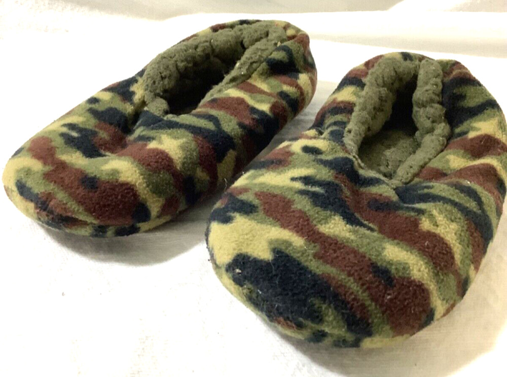 Kid’s Camo Army Slipper Slip-On Skid Proof Bottom Poly/Fleece