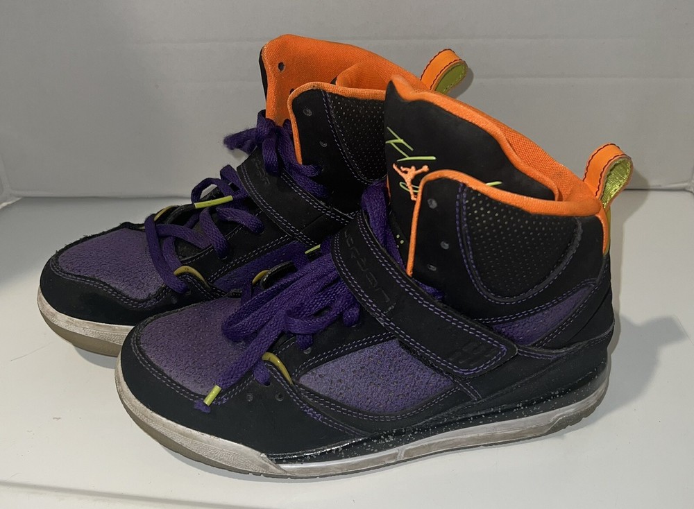 Jordan Flight 45 High (PS) Black/Purple/Orange 384521-033 Size 2.5 Y 2012
