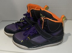 Jordan Flight 45 High (PS) Black/Purple/Orange 384521-033 Size 2.5 Y 2012