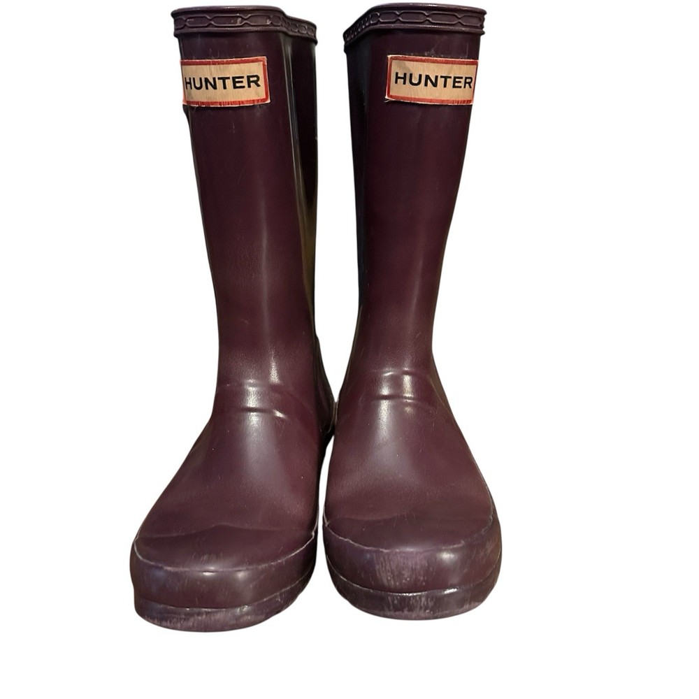 Hunter Waterproof Child’s Purple Mid-Calf Rain Boots Pull On Buckle US 13