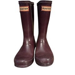 Hunter Waterproof Child’s Purple Mid-Calf Rain Boots Pull On Buckle US 13