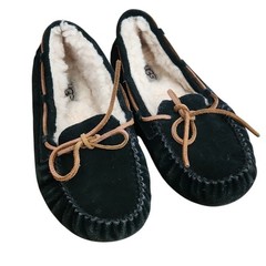 UGG Dakota Mocassin Slipper Shearling Suede Warm Cozycore Sport Kid Size 3 Black