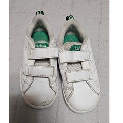 Adidas Advantage VS Toddler Sneakers White Green Hook Loop AW4889 Size 8.5K