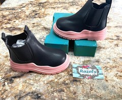 Kids Waterproof Leather Boots, Chunky Sole Rain Boots, Kids Fall Boots