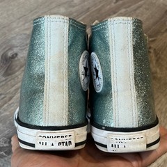 Converse Chuck Taylor All Star Silver Glitter High Top Sneakers Youth 2 A09182C