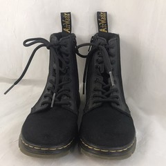 Dr. Martens Air Wair COMBS J Lace Up Side Zip Boots Black Canvas Size YOUTH 2.5