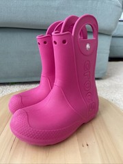 Crocs Candy Pink Handle It Rain Boot Kids Size c13 12803 Waterproof Lightweight