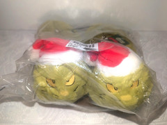 The Grinch Christmas Santa Hat Plush Fur Kids Slippers Boys Girls Size L13-1 NEW