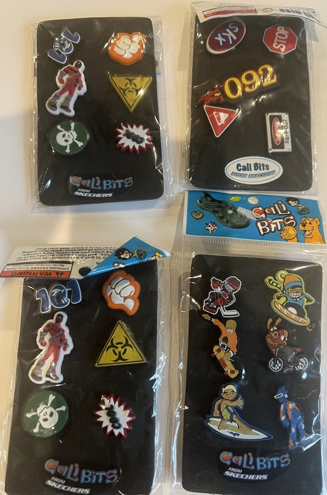 4 Packages Of Vintage NEW Cali Bits From Sketchers – Symbols Signs Extreme Sport