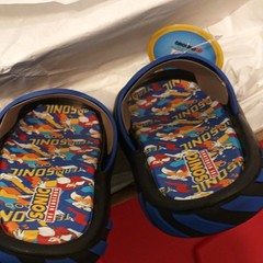 Sonic the Hedgehog Unisex Kids Slide Sandals Size 4 M Blue/Black Sonic