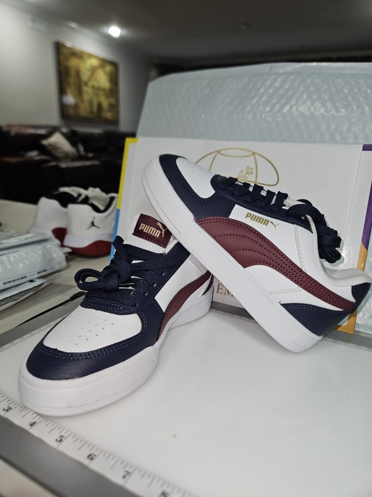 Size Us 4y (GS) – PUMA Caven 2.0 Low White, Wine And Navy Blue Color M#396316-51