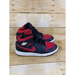 Jordan 1 Mid Bred Black Gym Red White Kids Basketball Shoes DQ8423-067 Size 4.5Y