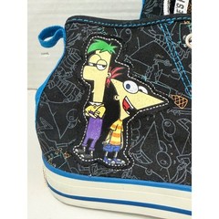 Disney Store Phineas and Ferb High Top Sneakers Black Blue Kids Size 2
