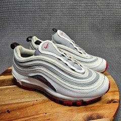 Nike Air Max 97 Sneakers Unisex Kids White Gray Red 4Y Waves Cushion