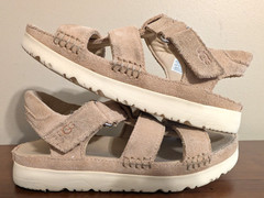 UGG Girl’s Goldenstar Tan Suede Leather Strap Sandal Driftwood US Size 1
