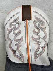 Cinch Kids Cowboy Boots 2.5D Square Toe Leather Western Rodeo Gray Beige Orange