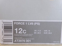 Nike Air Force 1 LV8 (Ps) Just Do It Logo Black-Orange Sz 12c [AT2976-001]