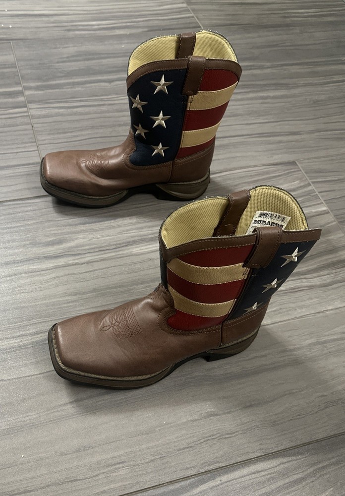 Durango 8″ Square Toe Patriotic Western Flag Boots BT245 Kids/Men US 7M UK 6