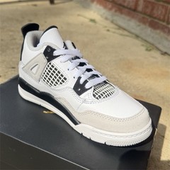 Jordan 4 Retro (PS) White Black Neutral Grey Sneaker Unisex Kids Size 11C