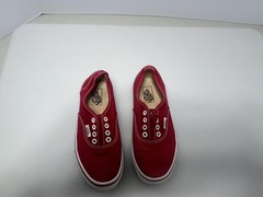 Vans Canvas Shoes Kids Size 2 Red Low Top Casual Skate Sneakers Non Slip