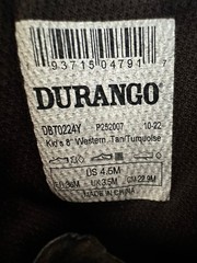 Durango Boots Kids US 4.5 Western Tan/Green