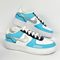 Nike Kids AF 1 Turquoise White Black DH2920 111 Sneakers Shoes Youth 3.5Y Custom