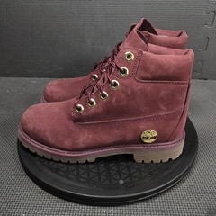 Timberland Boots Teens Size 4 Red Nubuck Waterproof Hiking Combat Ankle A11C3