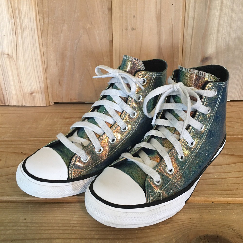 Converse CT All Star Axel Hi Top Shoe Sneaker Sz 3 Iridescent Glitter Girls