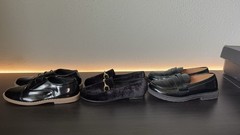 Cozy Cub Teens Black Leather Loafer Flats Slip On Closed Toe Metal Bit Set