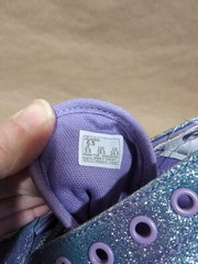 Vans Old Skool Juniors 6.5 Ombre Glitter, New Without Laces, Purple Blue Gold