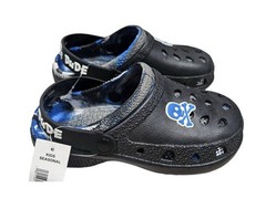 Brand unknown Kids Cool Dude Skull Clogs Boys Black & Blue Slip-On Shoes Rubber