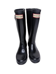 Hunter Big Kids Original Gloss Rain Boots Size 1 Black Waterproof Buckle Strap