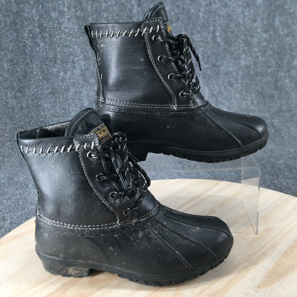 Pendleton Duck Boots Youth 6 Black Lace Up Ankle Top Comfort Casual Round Toe