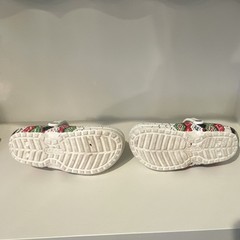 Crocs White Lined Christmas Holiday Unisex Kids Clog Shoes with Festive Accents