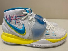 Youth 4.5Y Nike Kyrie 6 (GS) White/Blue Fury-Opti Yellow Graffiti BQ5599 101