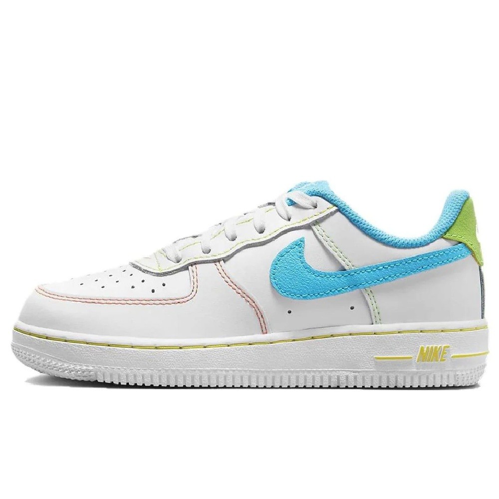 Little Kid’s Nike Force 1 LV8 BP White/Baltic Blue-Action Green (FJ4807 100) –