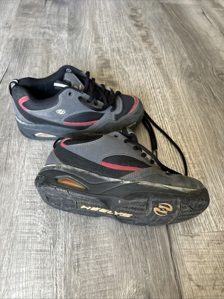 Kids Heelys Slide Roller Shoes Style #7106 Charcoal/Black/Red/Gray Unisex size 6