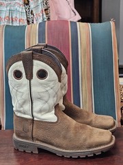 Rocky Kid’s Legacy 32 Square Toe Work Boot Size 4M New Brown and White