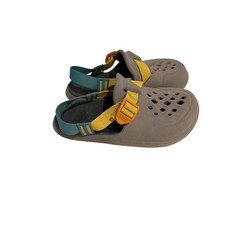 Chaco Kids Chillos Clog Grey Yellow Teal Adjustable Strap Sandals Size 3