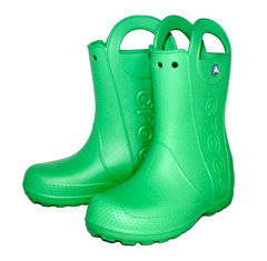 CROCS Kids‘ Handle It Rain Boots Size J-3 Green Waterproof EVA Reflective 12803
